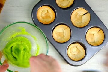 Baked taco cups in muffin tin.