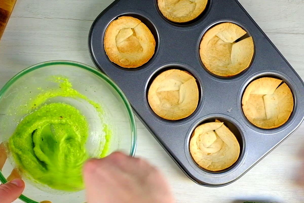 Baked taco cups in muffin tin.