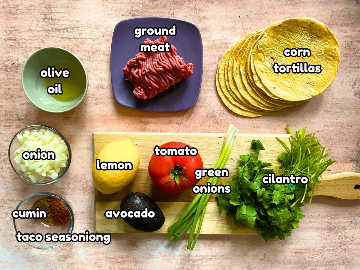 Mini taco cup ingredients labeled.