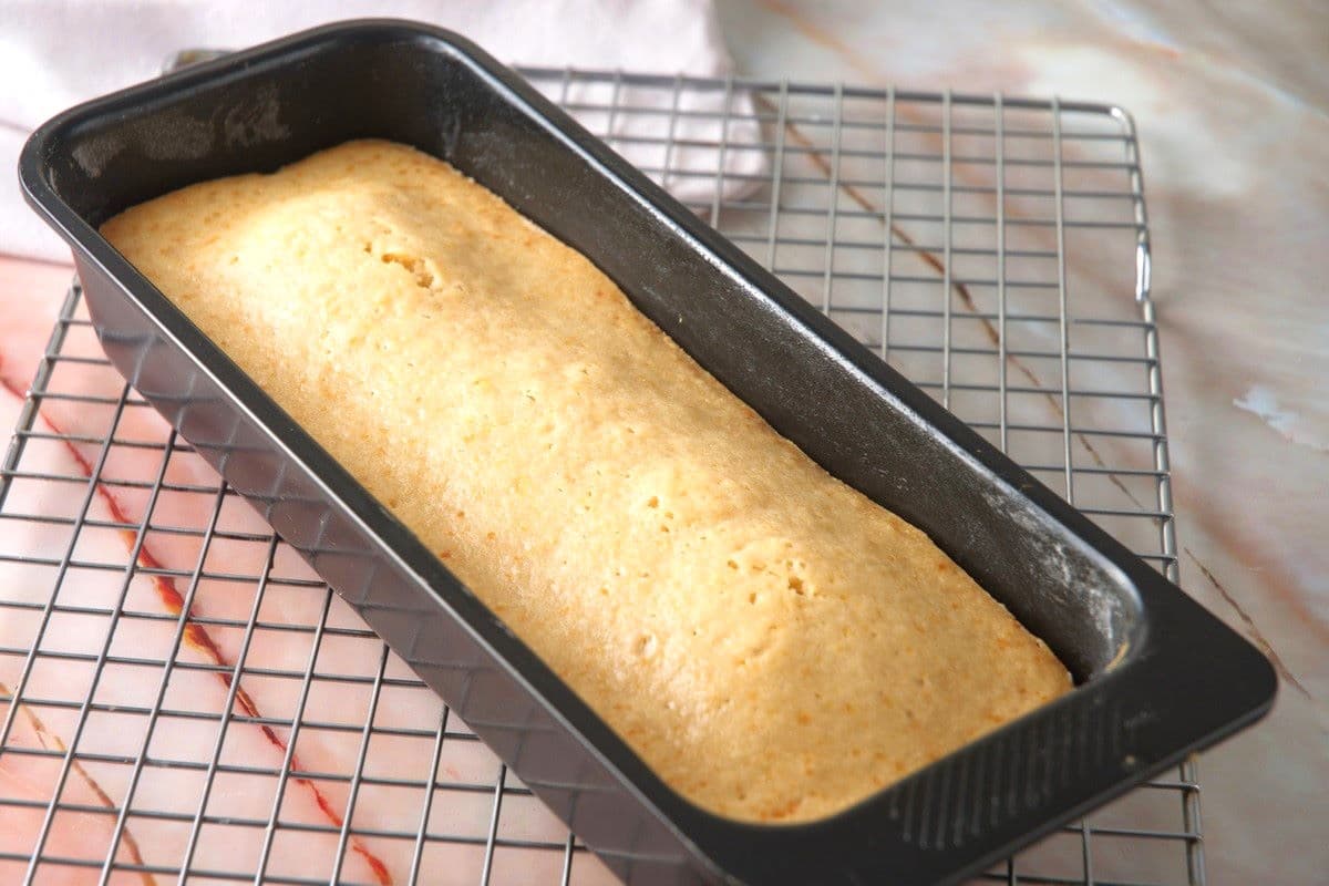 Pancake bread loaf in pan.