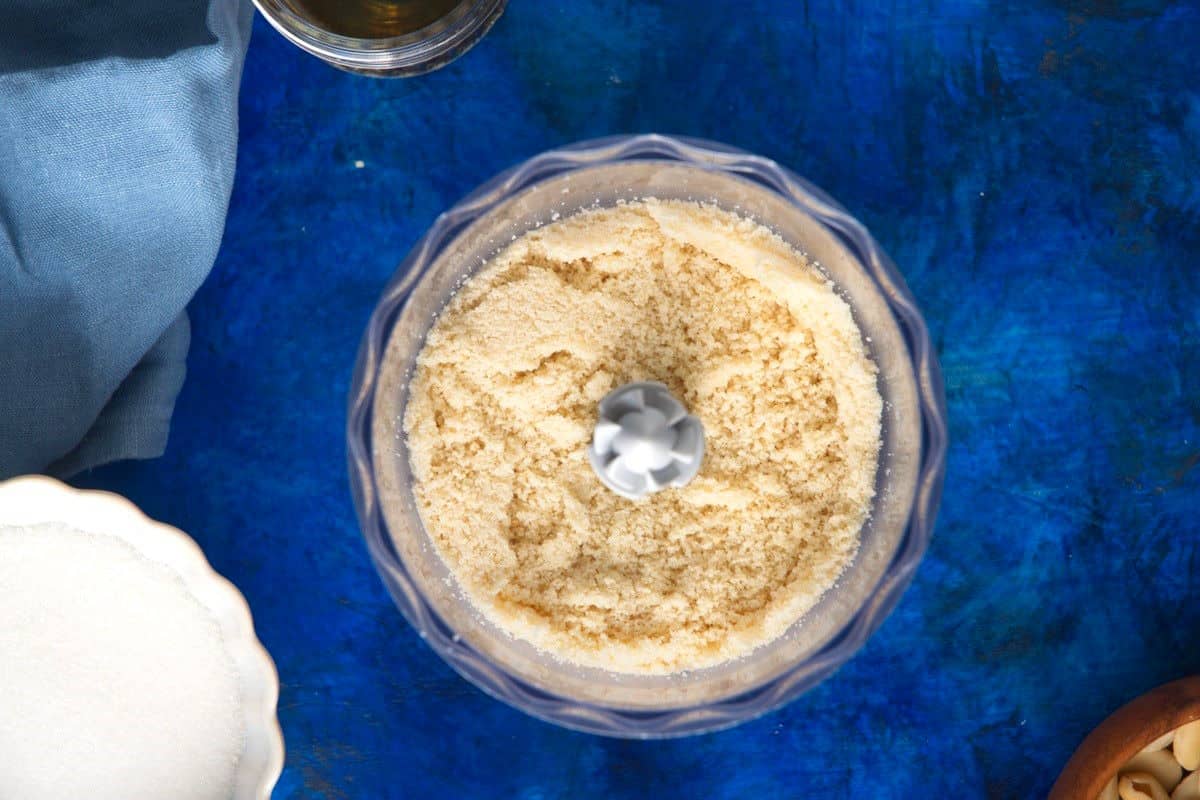 Ground almonds in food processor.
