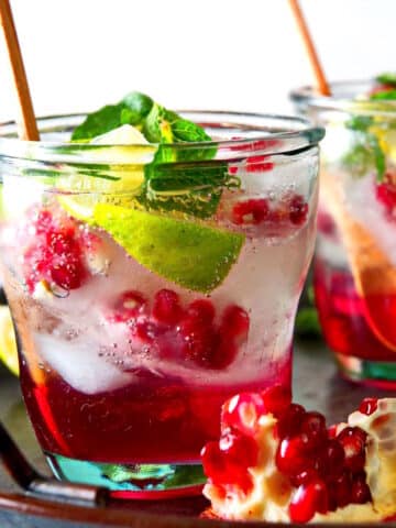 Pomegranate mojito mocktails.
