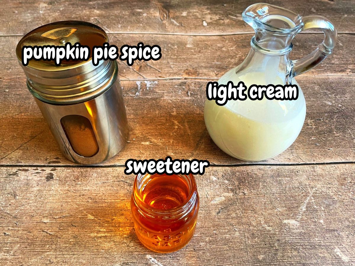 Pumpkin spice creamer ingredients labeled.