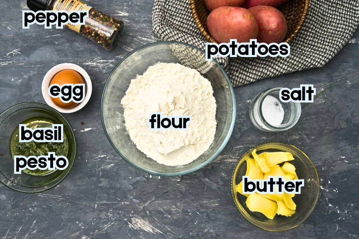 Savory potato galette ingredients labeled.