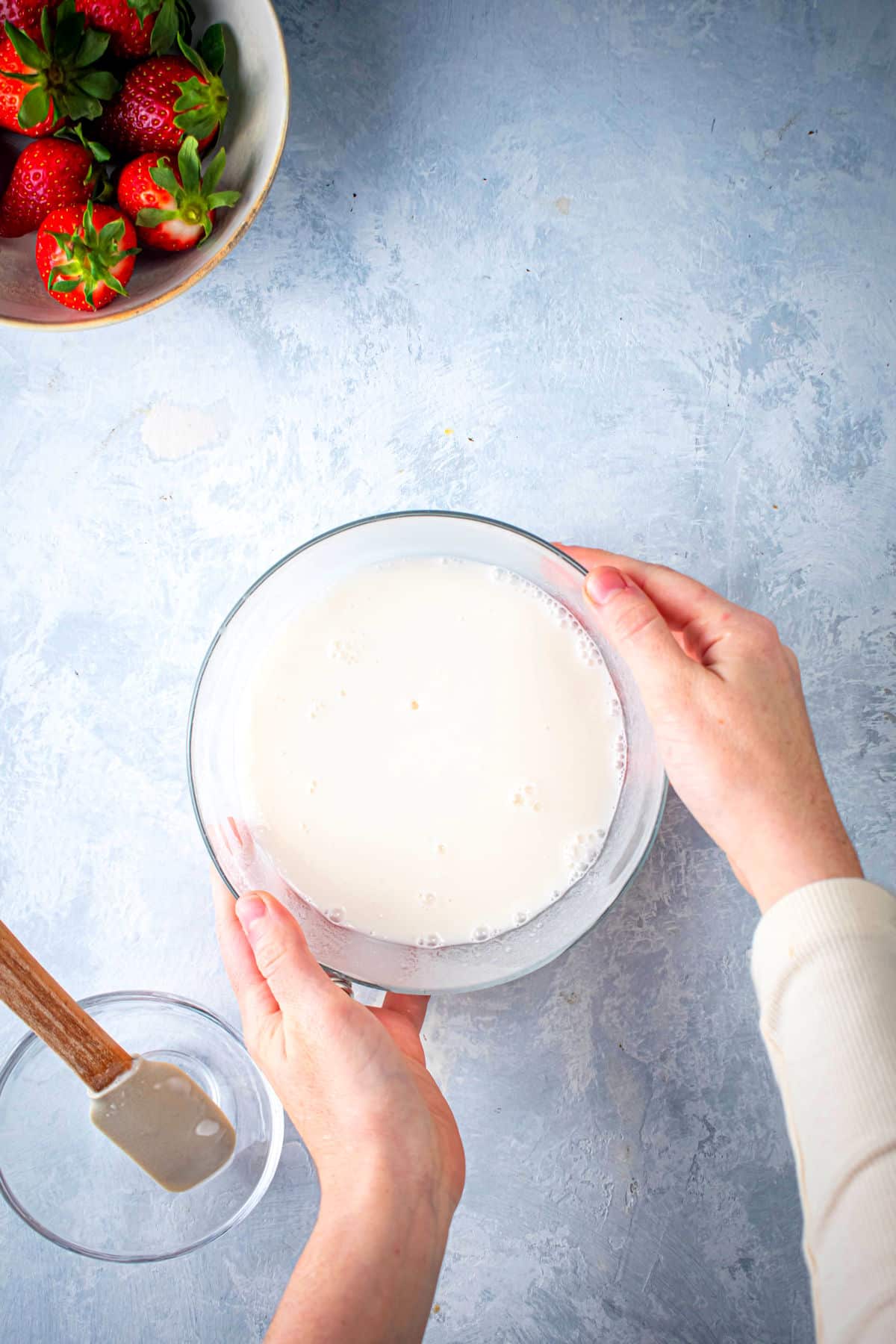 Mochi batter in bowl.
