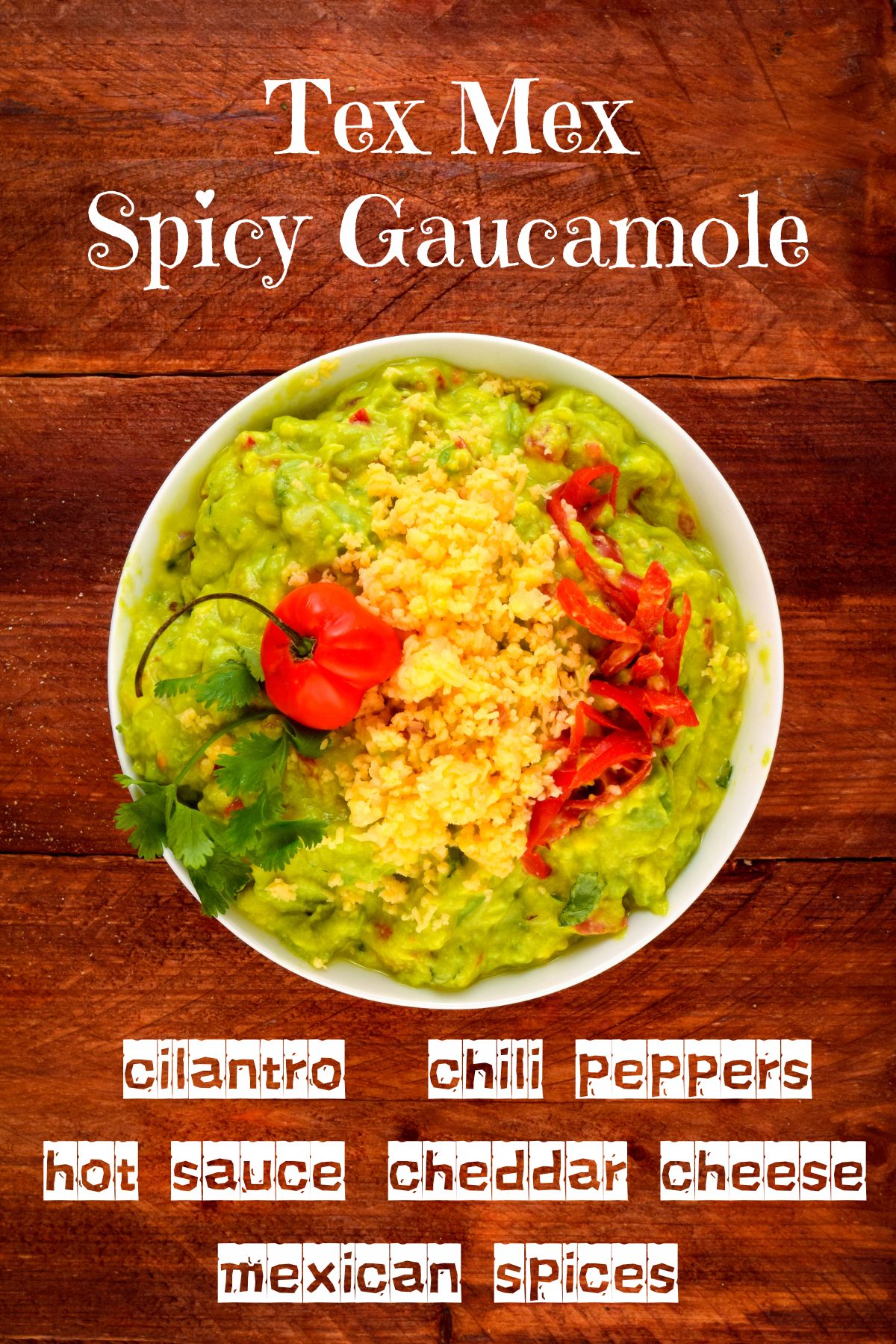 Tex Mex guacamole in a bowl.