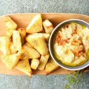 Toast points on serving tray with dip.