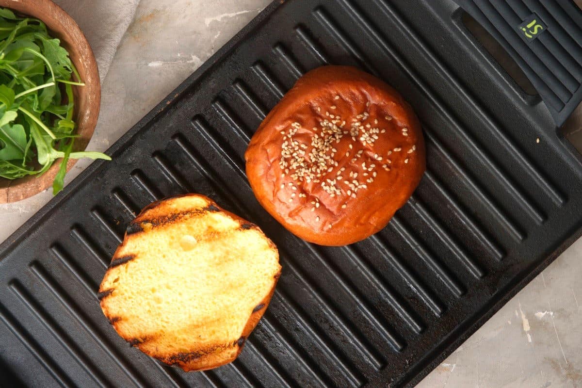 Toasted buns in pan.